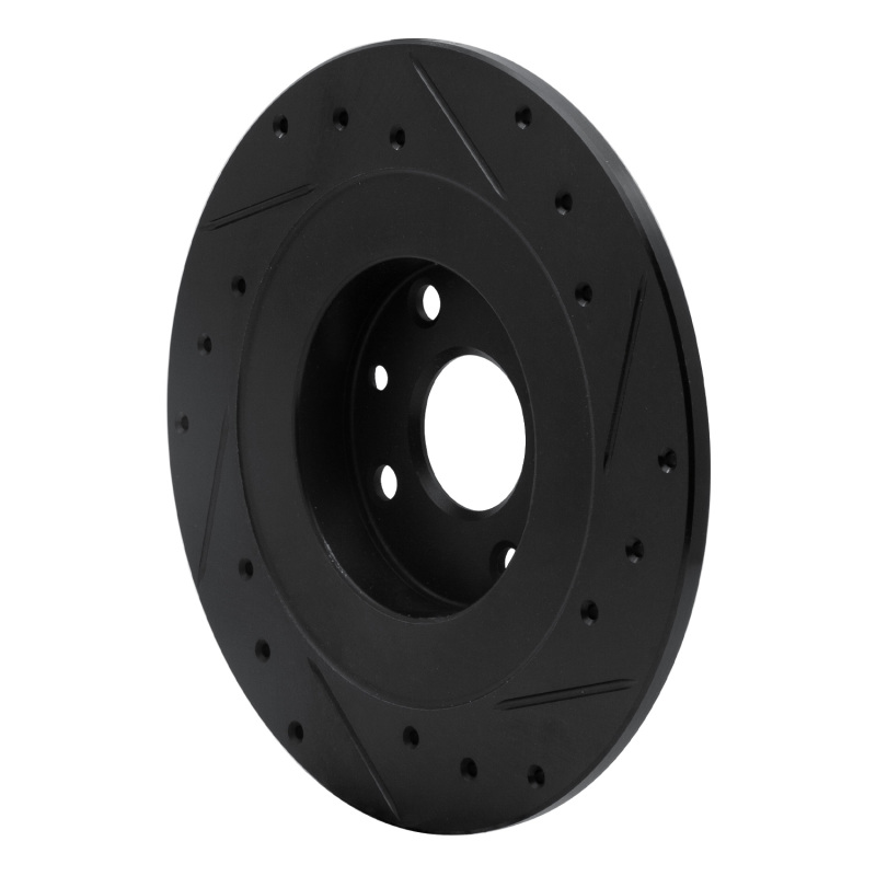 Mazda Miata Brake Rotor (1) - Rear Left - R1 Concepts - Drilled & Slotted - Black - `01-`05